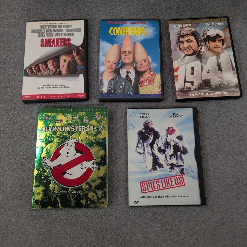 Dan Aykroyd 5 DVD Movie Lot Ghostbusters 1 & 2 Coneheads Sneakers Spies Like Us - Picture 1 of 1